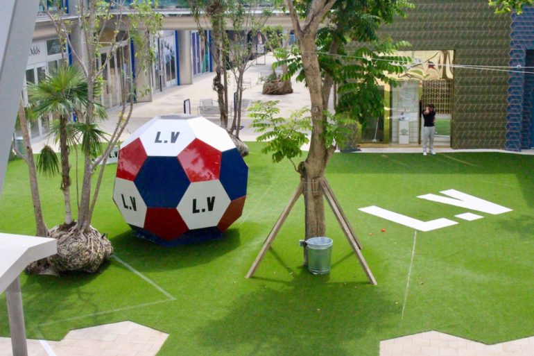 Louis Vuitton and the FIFA World Cup association transform the famous  Paradise Plaza of the Miami Design District into a football field. – Miami  Niche