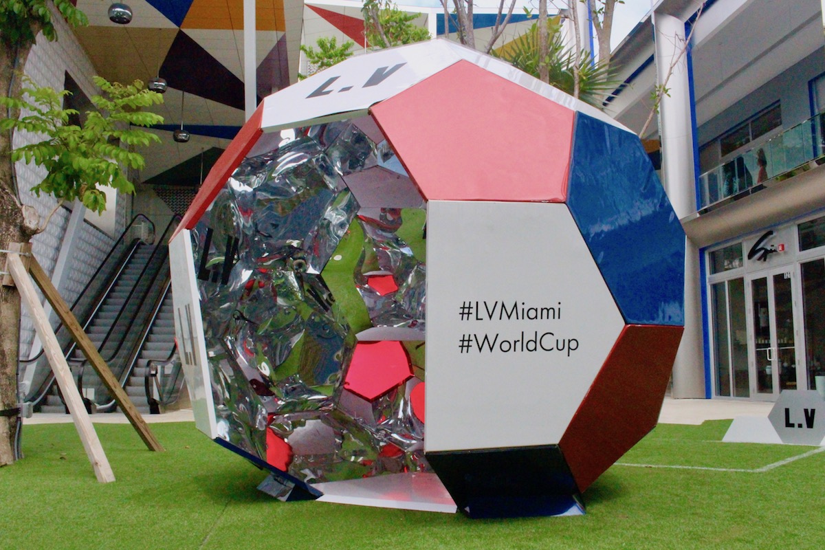 Louis Vuitton and the FIFA World Cup association transform the famous  Paradise Plaza of the Miami Design District into a football field. – Miami  Niche