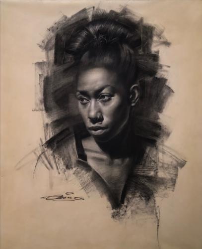 Bianca by Charles Miano. Charcoal on paper.