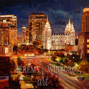 City Lights by Jeremy Winborg. Oil on canvas.