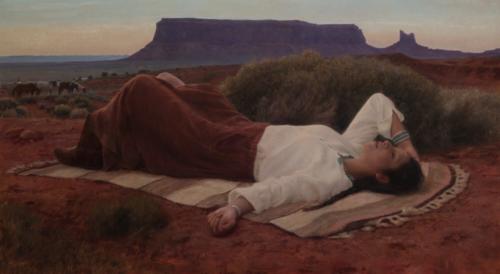 Desert Repose by Joshua LaRock. Oil on linen 21x38.