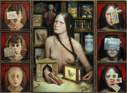 Dies Irae by Dino Valls, 2012. Oil on wood. Polyptych 7 pieces, 74x102 cm.