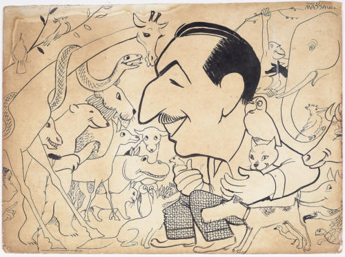 Drawing, Walt Disney, c. 1951 by Conrado W. Massaguer. Ink on board The Wolfsonian–FIU, Promised Gift of Vicki Gold Levi.