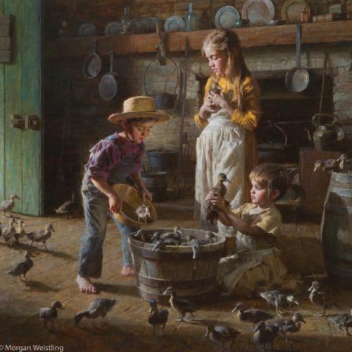 Duckling by Morgan Weistling. Oil on linen 36x36