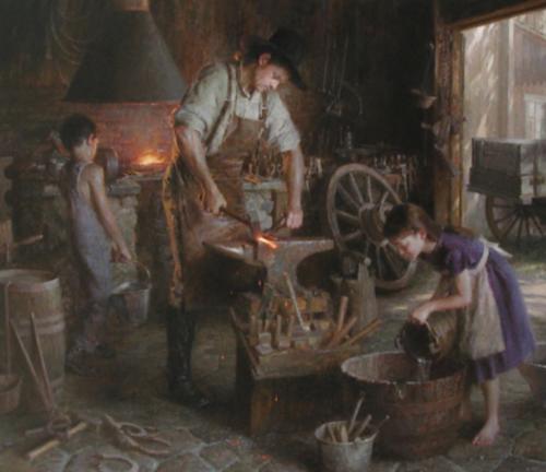 Family Trade by Morgan Weistling. Oil on canvas. WINNER OF THE TRUSTEE PURCHASE AWARD (The Autry Western Heritage Museum acquired the painting for its permanent collection)