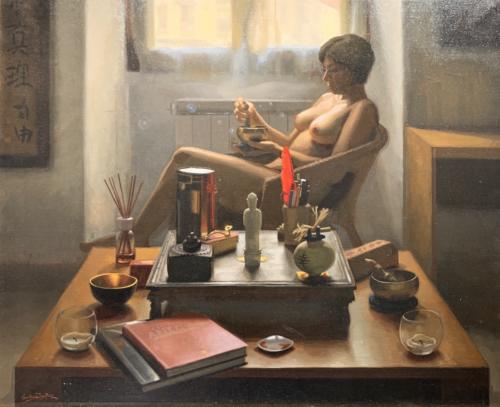 Feng Shui Girl #2 by Elkin Cañas. Oil on Canvas. 45 x 37