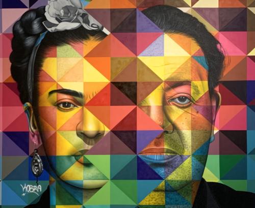 Frida & Diego, 2019. Spray paint & airbrush on canvas. 78 x 96