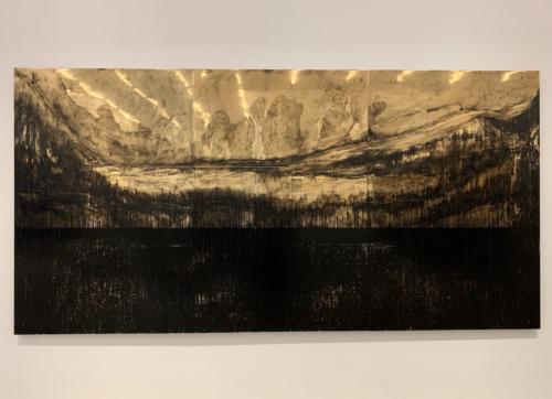Golden (As Above So Below), 2014. Gold chroming and India ink on wood panel. 72 x 144 x 2