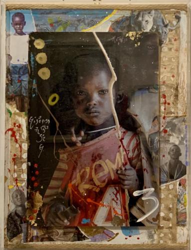 Kidjana, Tribe Kid, by Arno Elias. Mixed media inPlexi Glass. 18.5 x 24.5