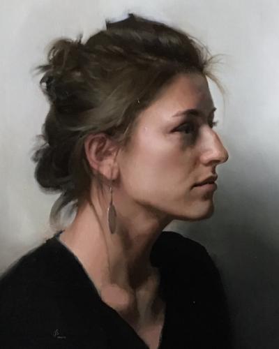 Portrait of Hannah by Jesus Emmanuel Villarreal. Oil on linen, 14x18.