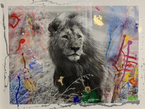 Shir by Arno Elias. Hand painted Gold leaf and diamond dust. 28 x 22.5