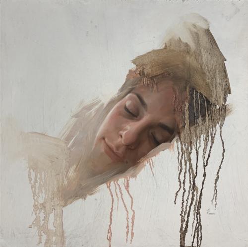 Sleep by Jesus Villareal. Oil on Wood. 16 x 16