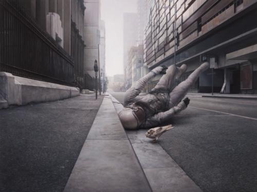 The Street by Jeremy Geddes, 2010. Oil on board, 34x25.