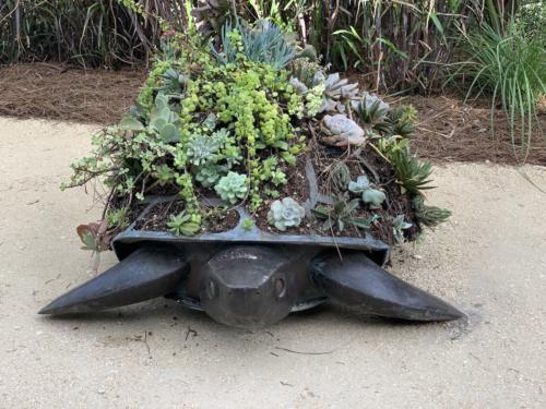 Tortue Topiaire by Francoise-Xavier Lalanne. Copper Steinless Still and Plants, 1992