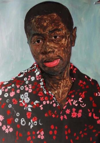 Untitled by Amoako Boafo, 2018. Oil on paper, 100x70 cm