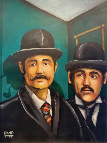 Watson and Lestrade by Eduardo Mendieta. Acrylic on canvas. 40x30 inches