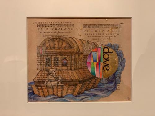 The Spheres by Carlos Maciá, 1993. Colored pwncil, gold leaf, ink, Letraset, watercolor and paper collage.